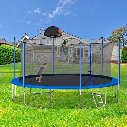 1000LBS 14FT Trampoline with Basketball Hoop & Safety Enclosure Net -ASTM Approved, Outdoor Recreational Heavy-Duty Trampoline for Kids Adult in Saudi Arabia