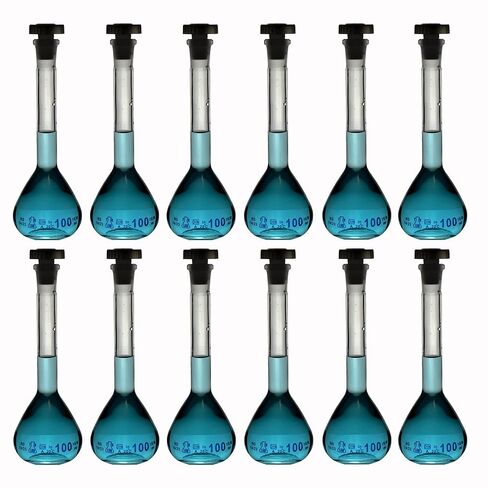 TN LAB Volumetric Flask 100ml Borosilicate Glass 14/23 Class A Accuracy 12-Pack in Saudi Arabia