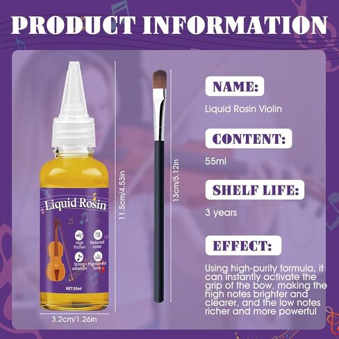 JAOJAO Professional Liquid Rosin for Violin, Viola & Cello - High Friction Formula for Enhanced Tone & Reduced Noise, 55ml in Kuwait