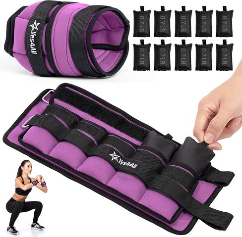 Yes4All Adjustable Wrist & Ankle Weights 3.5/5 LB Pair, Leg Weights for Women & Men, Weighted Arm Bands with Removable Sandbags for Fitness, Pilates, Walking, Strength Training - Versatile Colors in Saudi Arabia