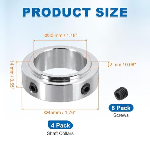 MECCANIXITY Shaft Collars 9/16"(15mm) Bore Carbon Steel Screw Shaft Collars 1"(25mm) OD x 3/8"(10mm) H for Wheelbarrow Industry Machine Tools Agricultural Implements Silver Pack of 4 in Kuwait