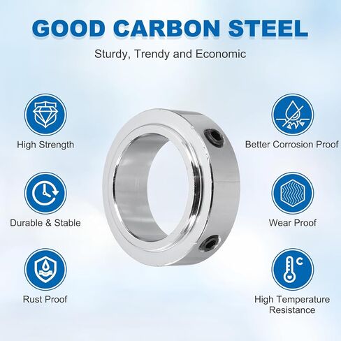 MECCANIXITY Shaft Collars 9/16"(15mm) Bore Carbon Steel Screw Shaft Collars 1"(25mm) OD x 3/8"(10mm) H for Wheelbarrow Industry Machine Tools Agricultural Implements Silver Pack of 4 in Kuwait