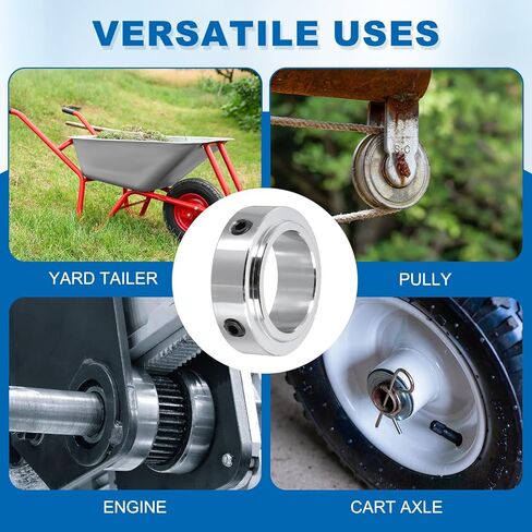 MECCANIXITY Shaft Collars 9/16"(15mm) Bore Carbon Steel Screw Shaft Collars 1"(25mm) OD x 3/8"(10mm) H for Wheelbarrow Industry Machine Tools Agricultural Implements Silver Pack of 4 in Kuwait