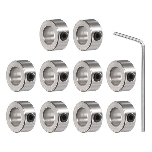 Set Screw Collars, 10 Pack 5.05mm Bore Shaft Lock Collars, 10mm OD, 5mm Width, Nickel-Plated Carbon Steel Landing Gear Stopper Wheel Collar, Includes Wrench in Saudi Arabia