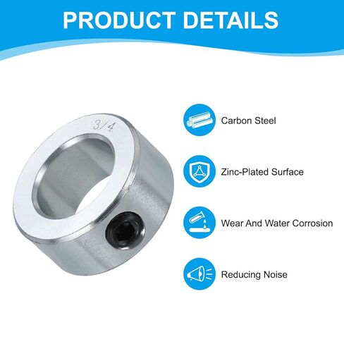 PATIKIL 1/4" Bore Axle Shaft Collars, 4Pcs Carbon Steel Screw Shaft Collars for Wheelbarrow Industry Machine Tools Agricultural Implements, Silver in Kuwait