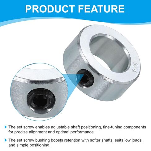 PATIKIL 1/4" Bore Axle Shaft Collars, 4Pcs Carbon Steel Screw Shaft Collars for Wheelbarrow Industry Machine Tools Agricultural Implements, Silver in Kuwait