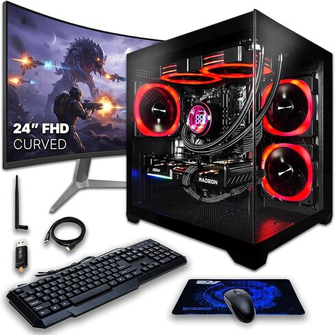 SAAV T5 Prebuilt Gaming PC Desktop - Intel Core i5 3.4GHz, 8GB RAM, GEFORCE GTX 750 2GB GDDR5 GPU, 512GB NVME SSD, WiFi 5, Bluetooth 5, Win 10, PC Gaming Computer Desktop, 1-Year Warranty in Kuwait