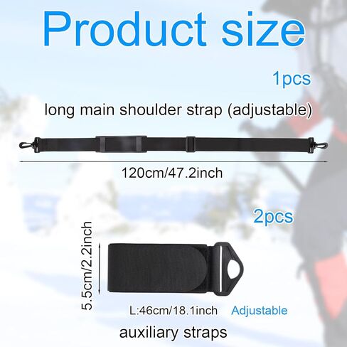 3pcs Snowboard Shoulder Strap & Auxiliary Binding Straps Set, Adjustable Ski Boot Carrier Leash for Men and Women Ideal Accessory for Snowboard Skiing Boots & Skates in Saudi Arabia