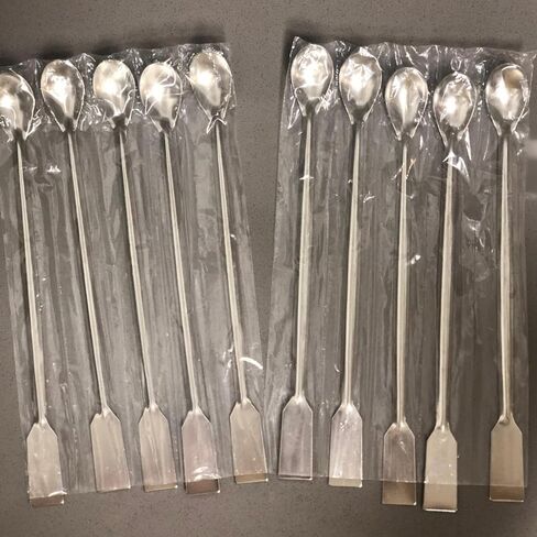 10PCS 2 in 1 Stainless Steel Laboratory Spoon 7.6 Inch Silver Sampling Scoop Bartending Utensils Suitable for Bars Schools Homes Laboratories Gatherings in Saudi Arabia