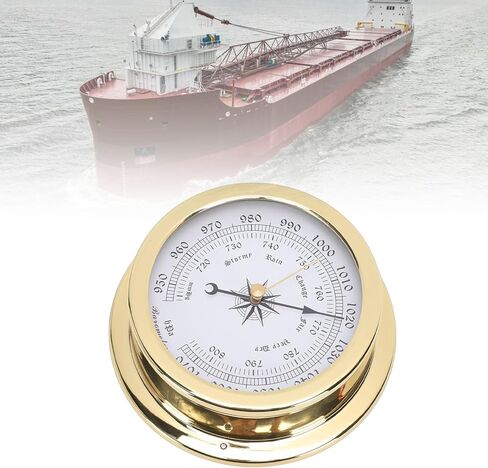 Brass Boat Barometer, Accurate Air Pressure Measurement with Hygrometer Thermometer, Marine Brass Boat Barometer for Yachts, Cargo Ships, Clock Meter in Saudi Arabia
