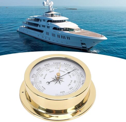 Brass Boat Barometer, Accurate Air Pressure Measurement with Hygrometer Thermometer, Marine Brass Boat Barometer for Yachts, Cargo Ships, Clock Meter in Saudi Arabia