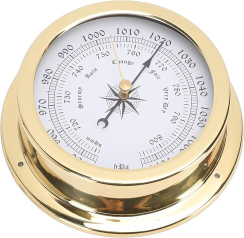 Brass Boat Barometer, Accurate Air Pressure Measurement with Hygrometer Thermometer, Marine Brass Boat Barometer for Yachts, Cargo Ships, Clock Meter in Saudi Arabia