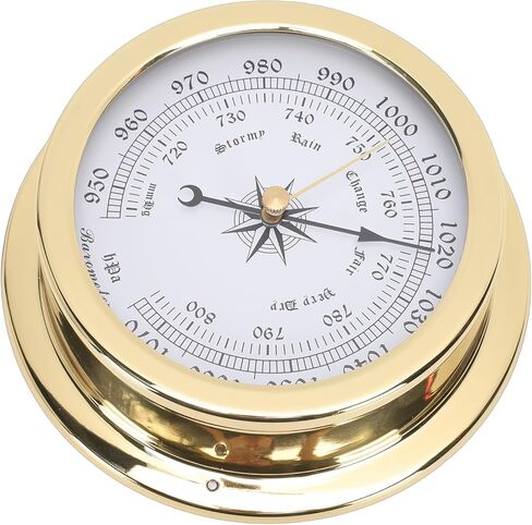 Brass Boat Barometer, Accurate Air Pressure Measurement with Hygrometer Thermometer, Marine Brass Boat Barometer for Yachts, Cargo Ships, Clock Meter in Saudi Arabia