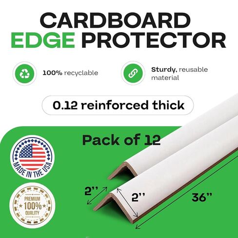 IDL Packaging 2" x 2" x 36" Cardboard Edge Protector (Pack of 12) - Corner Protectors for Shipping, Storage, & Moving – Reinforced Corner Guard Protection for Pallets, Wall Corners, & Furniture in Saudi Arabia