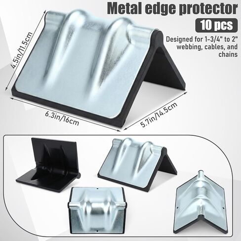 10 Pcs Metal Edge Protector Steel Corner Protector with Rubber Chain V Board Trailer Corner Protectors Reusable Edge Guards for Box Truck and Flatbed Loads(Silver) in Kuwait