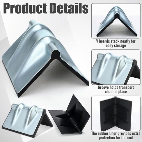 10 Pcs Metal Edge Protector Steel Corner Protector with Rubber Chain V Board Trailer Corner Protectors Reusable Edge Guards for Box Truck and Flatbed Loads(Silver) in Kuwait