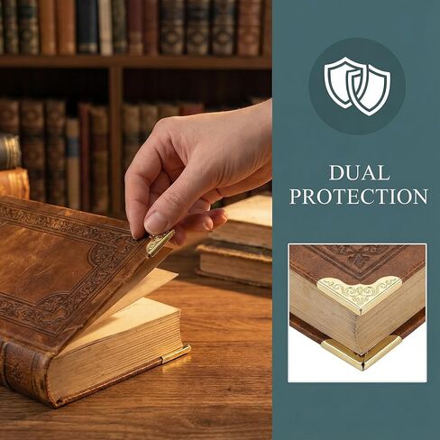 120pcs Metal Book Corner Protectors, Vintage Photo Corners Protectors for Scrapbooking, Decorative Paperback Edge Guard Accessories for Journal Book Notebook Photo Album- 4 Colors in Kuwait