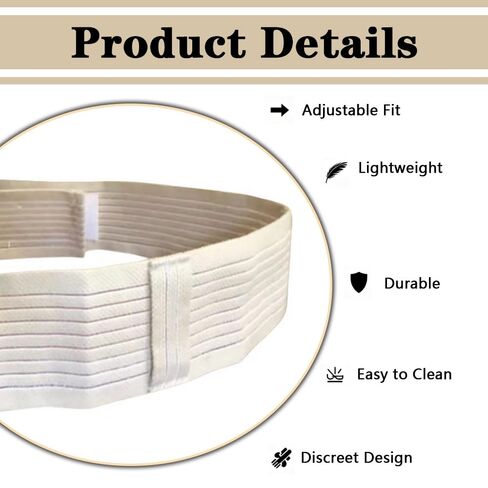 حزام PD شبكي صفاقي قابل للتنفس لقسطرة غسيل الكلى وأنابيب تغذية المعدة، أحزمة حماية حامل قسطرة PD قابلة للتعديل لأنابيب G/J/PEG للرجال والنساء (بيج-S) in Kuwait
