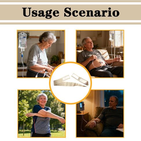 حزام PD شبكي صفاقي قابل للتنفس لقسطرة غسيل الكلى وأنابيب تغذية المعدة، أحزمة حماية حامل قسطرة PD قابلة للتعديل لأنابيب G/J/PEG للرجال والنساء (بيج-S) in Kuwait