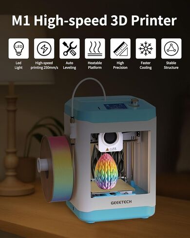 طابعة ثلاثية الأبعاد صغيرة مجمعة بالكامل للأطفال والمبتدئين - مجموعة بداية كاملة مع آلة طباعة ثلاثية الأبعاد ذات تسوية تلقائية، لفة واحدة من الشعيرات، وبطاقة SD، سرعة عالية 250 مم/ثانية، دقة عالية، للمنزل المدرسي in Kuwait