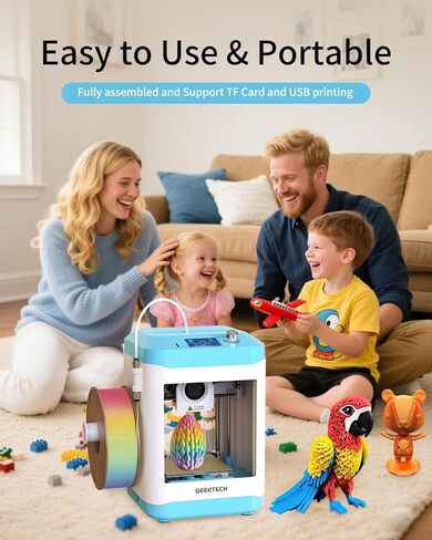 طابعة ثلاثية الأبعاد صغيرة مجمعة بالكامل للأطفال والمبتدئين - مجموعة بداية كاملة مع آلة طباعة ثلاثية الأبعاد ذات تسوية تلقائية، لفة واحدة من الشعيرات، وبطاقة SD، سرعة عالية 250 مم/ثانية، دقة عالية، للمنزل المدرسي in Kuwait