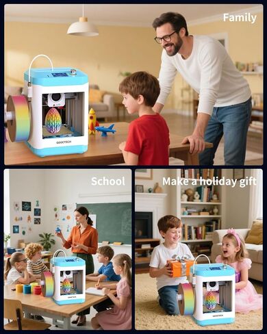 طابعة ثلاثية الأبعاد صغيرة مجمعة بالكامل للأطفال والمبتدئين - مجموعة بداية كاملة مع آلة طباعة ثلاثية الأبعاد ذات تسوية تلقائية، لفة واحدة من الشعيرات، وبطاقة SD، سرعة عالية 250 مم/ثانية، دقة عالية، للمنزل المدرسي in Kuwait