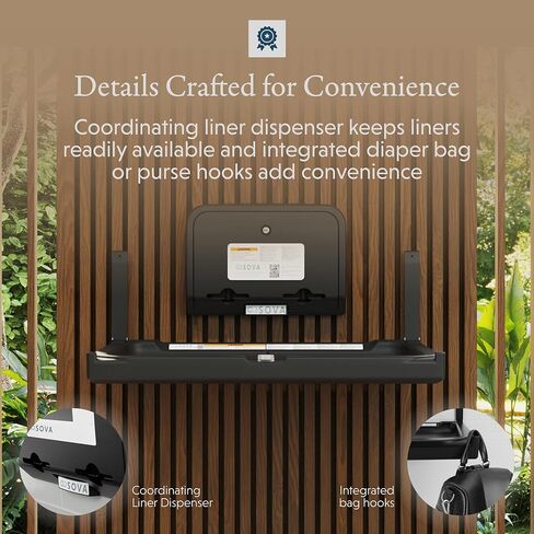 محطة تغيير حفاضات الأطفال من سوفا إيليمينت على السطح الأفقي مع موزع بطانة - أسود in Kuwait