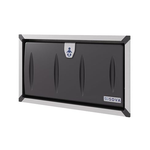 وحدة تغيير حفاضات الأطفال من سوفا أوريجن أفقية مزودة بشفة من الفولاذ المقاوم للصدأ - أسود/فولاذ مقاوم للصدأ in Kuwait