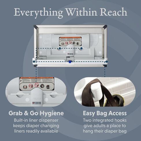 وحدة تغيير حفاضات الأطفال من سوفا أوريجن أفقية مزودة بشفة من الفولاذ المقاوم للصدأ - مقاومة للصدأ/رمادي in Kuwait