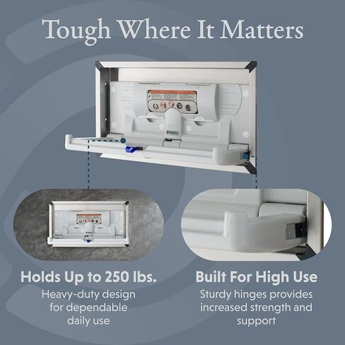وحدة تغيير حفاضات الأطفال من سوفا أوريجن أفقية مزودة بشفة من الفولاذ المقاوم للصدأ - مقاومة للصدأ/رمادي in Kuwait