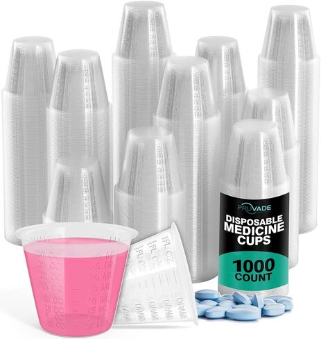 1000 عبوة 1 أونصة. أكواب طبية للاستعمال مرة واحدة مع خطوط جرعات متدرجة للحبوب أو السوائل، 1000 عبوة كبيرة، قياس جرعة واحدة للمنزل، والممرضة، والمستشفى، والرعاية الطبية |1000 عبوة in Kuwait