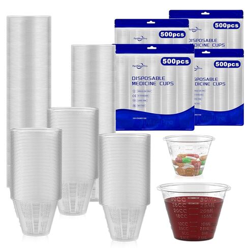 أكواب طبية متدرجة للاستعمال مرة واحدة، عبوة كبيرة مكونة من 2000 كوب، كوب قياس بلاستيكي صغير سعة 1 أونصة (30 مل) للأدوية السائلة والطلاء والإيبوكسي وحبوب منع الحمل والراتنج in Kuwait