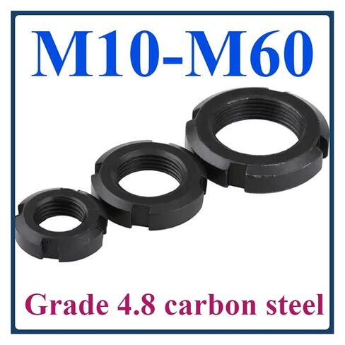 فتحة صامولة مستديرة مشقوقة 1 قطعة GB812 صامولة قفل دقيقة مستديرة/صامولة مستديرة/صامولة مشقوقة/صامولة مشقوقة/غطاء برغي بأربعة فتحات M10 M12 M14 M16 M18 M20-M60(M42x1.5-2pcs) in Kuwait