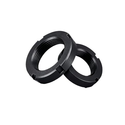 صامولة مستديرة مشقوقة من الفولاذ الكربوني، صامولة قفل مشقوقة سوداء - M10-M75 صامولة مستديرة مضادة للتراجع للآلات/مثبت الأجهزة الإلكترونية (قطعتان M18x1.5) in Kuwait