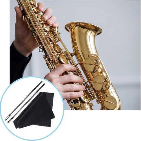 Flute Cleaning Rod, 2 Sets Black Flute Cleaning Rod and Cloth, Flutes Cleaner Clean Swabs in Saudi Arabia