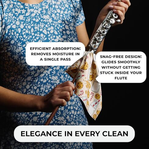 Silk C Flute Swab | 100% Pure Mulberry Silk | Safe & Gentle on Flutes | Non-Treated for Enhanced Absorption & Drying | Premium Stitching | 10"x10" (Otters, 10"x10") in Saudi Arabia