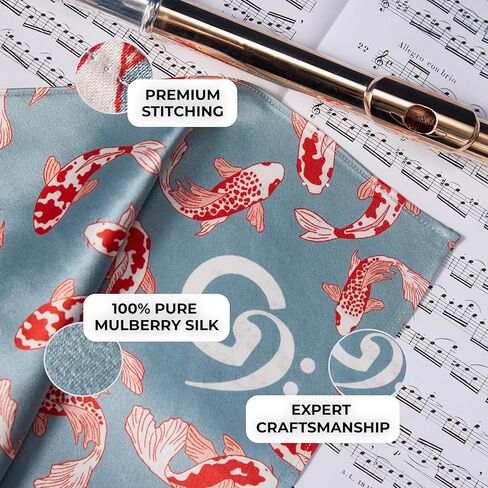 Silk C Flute Swab | 100% Pure Mulberry Silk | Safe & Gentle on Flutes | Non-Treated for Enhanced Absorption & Drying | Premium Stitching | 10"x10" (Otters, 10"x10") in Saudi Arabia