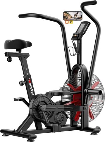 Air Bike, Wenoker Exercise Bike Air Resistance Stationary Bike for Home, Indoor Bike with Dual Action Handlebars, APP Connection Customizable Monitor in Kuwait