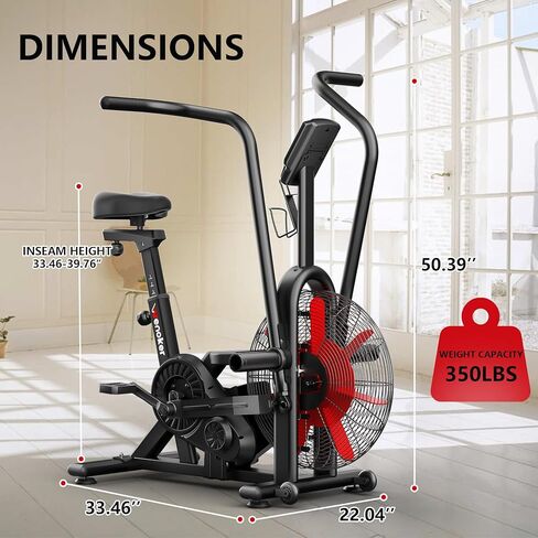 Air Bike, Wenoker Exercise Bike Air Resistance Stationary Bike for Home, Indoor Bike with Dual Action Handlebars, APP Connection Customizable Monitor in Kuwait