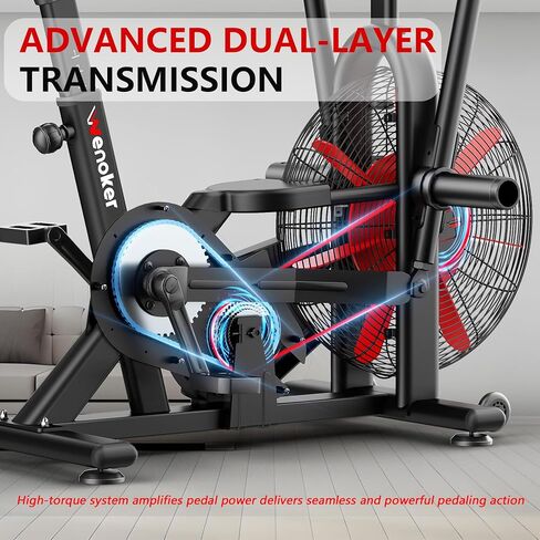 Air Bike, Wenoker Exercise Bike Air Resistance Stationary Bike for Home, Indoor Bike with Dual Action Handlebars, APP Connection Customizable Monitor in Kuwait