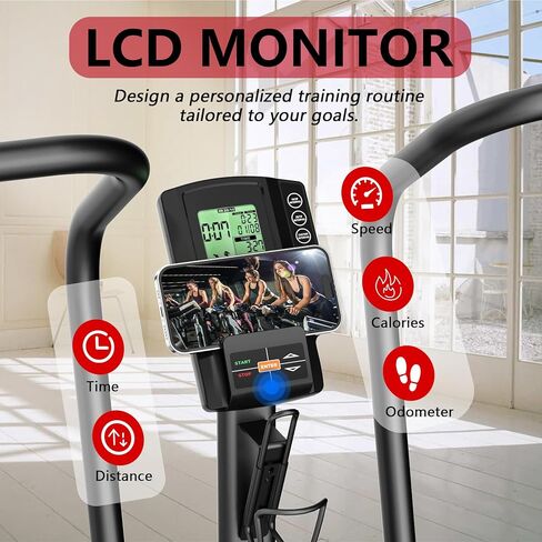 Air Bike, Wenoker Exercise Bike Air Resistance Stationary Bike for Home, Indoor Bike with Dual Action Handlebars, APP Connection Customizable Monitor in Kuwait