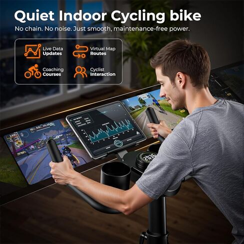 OWLSKY Exercise Bike with APP, Stationary Bike for Home, 300 lbs Capacity Quiet Indoor Cycling Bike Gym Cardio Workout, Adjustable Seat & Tablet Holder in Kuwait