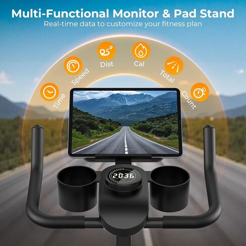 OWLSKY Exercise Bike with APP, Stationary Bike for Home, 300 lbs Capacity Quiet Indoor Cycling Bike Gym Cardio Workout, Adjustable Seat & Tablet Holder in Kuwait