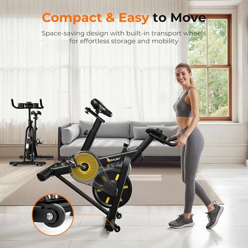 OWLSKY Exercise Bike with APP, Stationary Bike for Home, 300 lbs Capacity Quiet Indoor Cycling Bike Gym Cardio Workout, Adjustable Seat & Tablet Holder in Kuwait