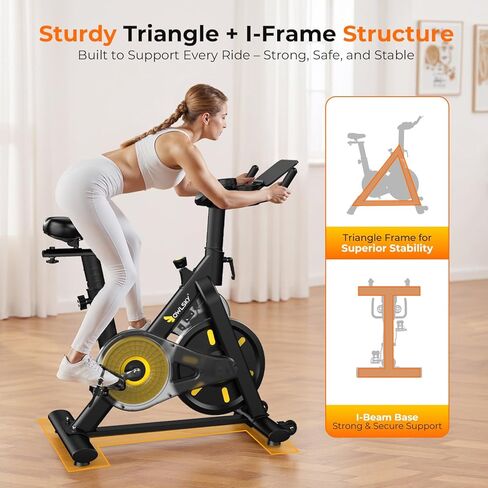 OWLSKY Exercise Bike with APP, Stationary Bike for Home, 300 lbs Capacity Quiet Indoor Cycling Bike Gym Cardio Workout, Adjustable Seat & Tablet Holder in Kuwait