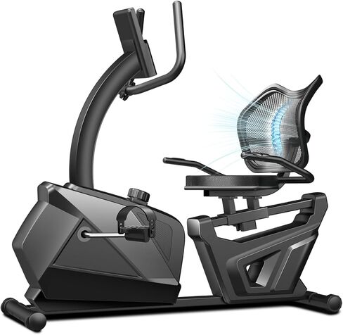 دراجة تمرين CURSOR FITNESS راقد، دراجة ثابتة هادئة للبالغين وكبار السن، دراجة ثابتة مغناطيسية مع مقاومة 16 مستوى، تدعم 350 رطل، مقبض معدل ضربات القلب وشاشة LCD in Kuwait