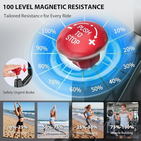 Exercise Bike, Wenoker Magnetic Stationary Bike for Home App Sync Indoor Bike with Adjustable Seat and Handlebar, Transport Wheels and Fitness Courses for Weight Loss in Kuwait