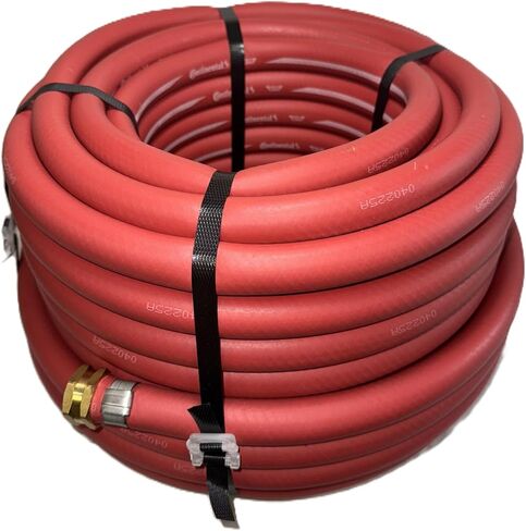Continental 3/4" x 100' Red Contractor's Rubber Water Hose 200 PSI - Made in U.S.A. in Saudi Arabia