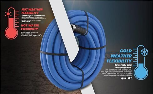 AG-LITE AL34150 3/4" x 150' Rubber Farm & Ranch Water Hose, Lightweight, 500 PSI, 50F to 190F Deg, Polyester Braided, Brass GHT Fittings, 4 Finger-Grip Bend Restrictor, Agriculture & Industrial Use in Saudi Arabia