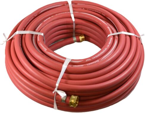 Continental 1/2" x 100' Red Contractor's Rubber Water Hose 200 PSI - Made in U.S.A. in Saudi Arabia